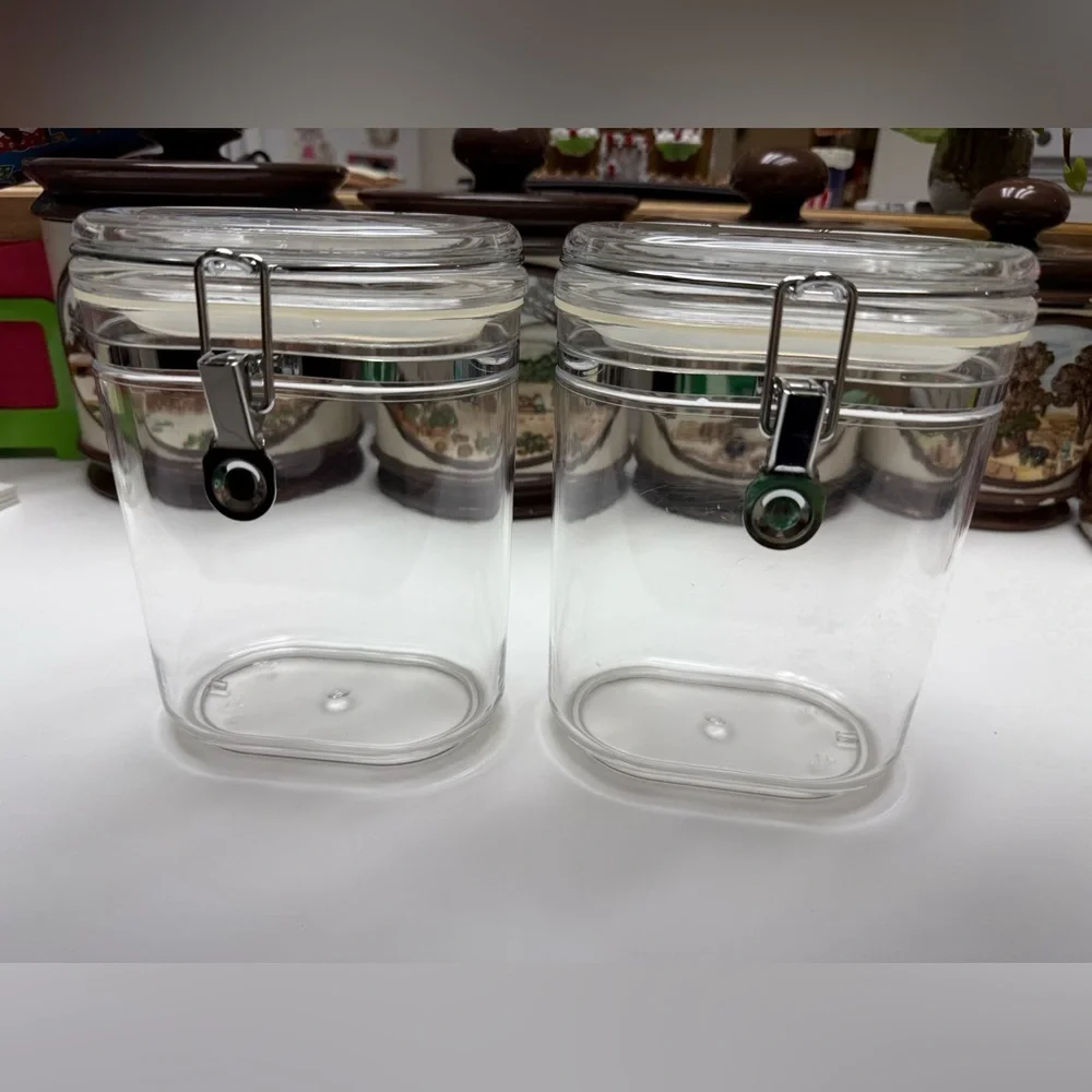 Set of 2 - Clear Airtight Storage Containers, Heavy Duty 5.5 x 3.5 x 8 - Picture 4 of 13